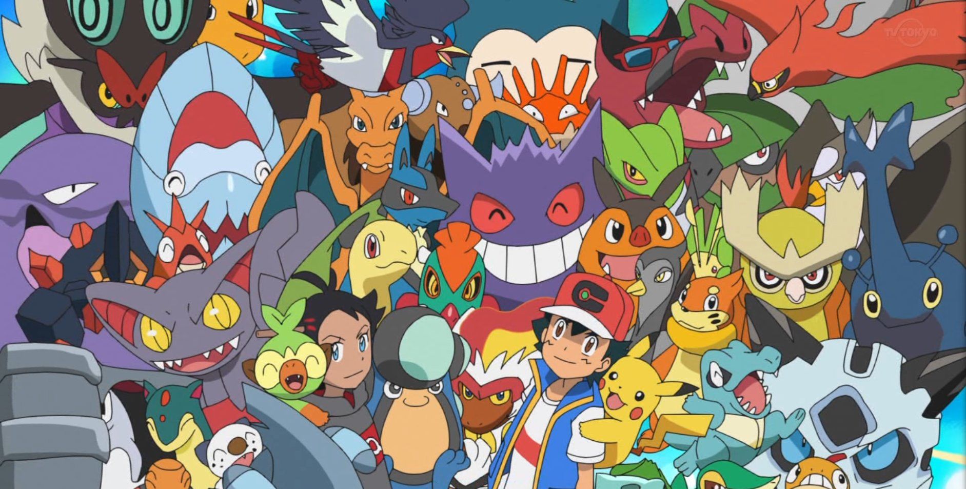 宝可梦旅途2022年小智与其宝可梦合照 多了一条黑狗 比雕真的凉了