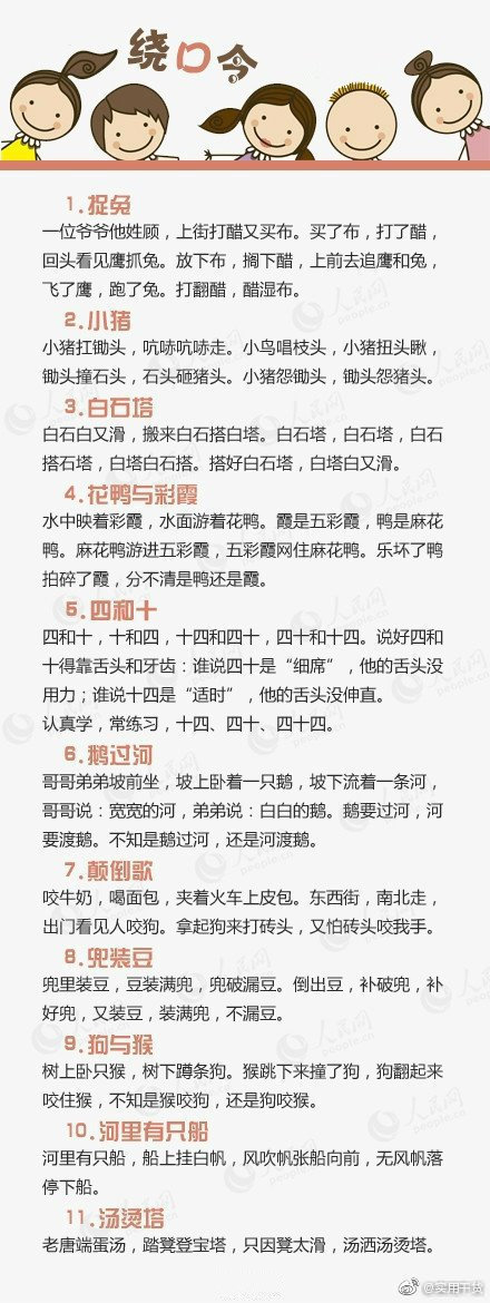 100首“绕口令”,常跟孩子练,孩子聪明又伶俐!|绕口令|孩子_新浪新闻
