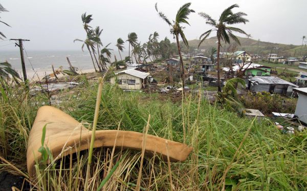 遭超强飓风“温斯顿”袭击后的一个斐济村庄，摄于2016年2月26日。（法新社资料图片）