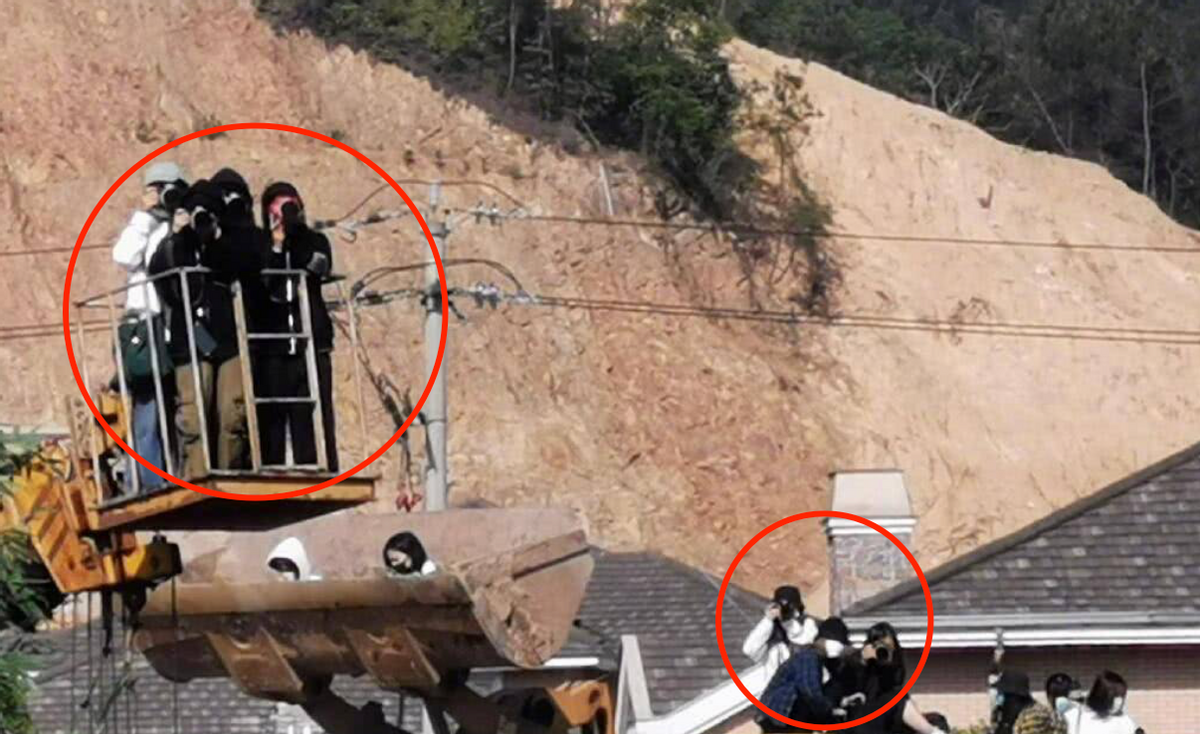 赵丽颖片场被代拍吓到！偷拍者扛相机爬树上，屋顶上趴一排太危险休闲区蓝鸢梦想 - Www.slyday.coM