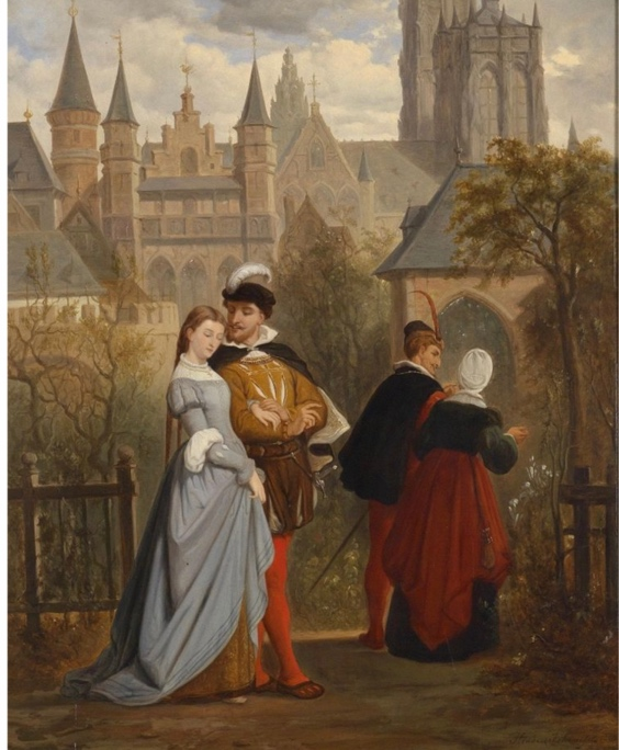 亨德里克·弗朗斯·沙弗尔斯 《浮士德与甘泪卿》(1863)