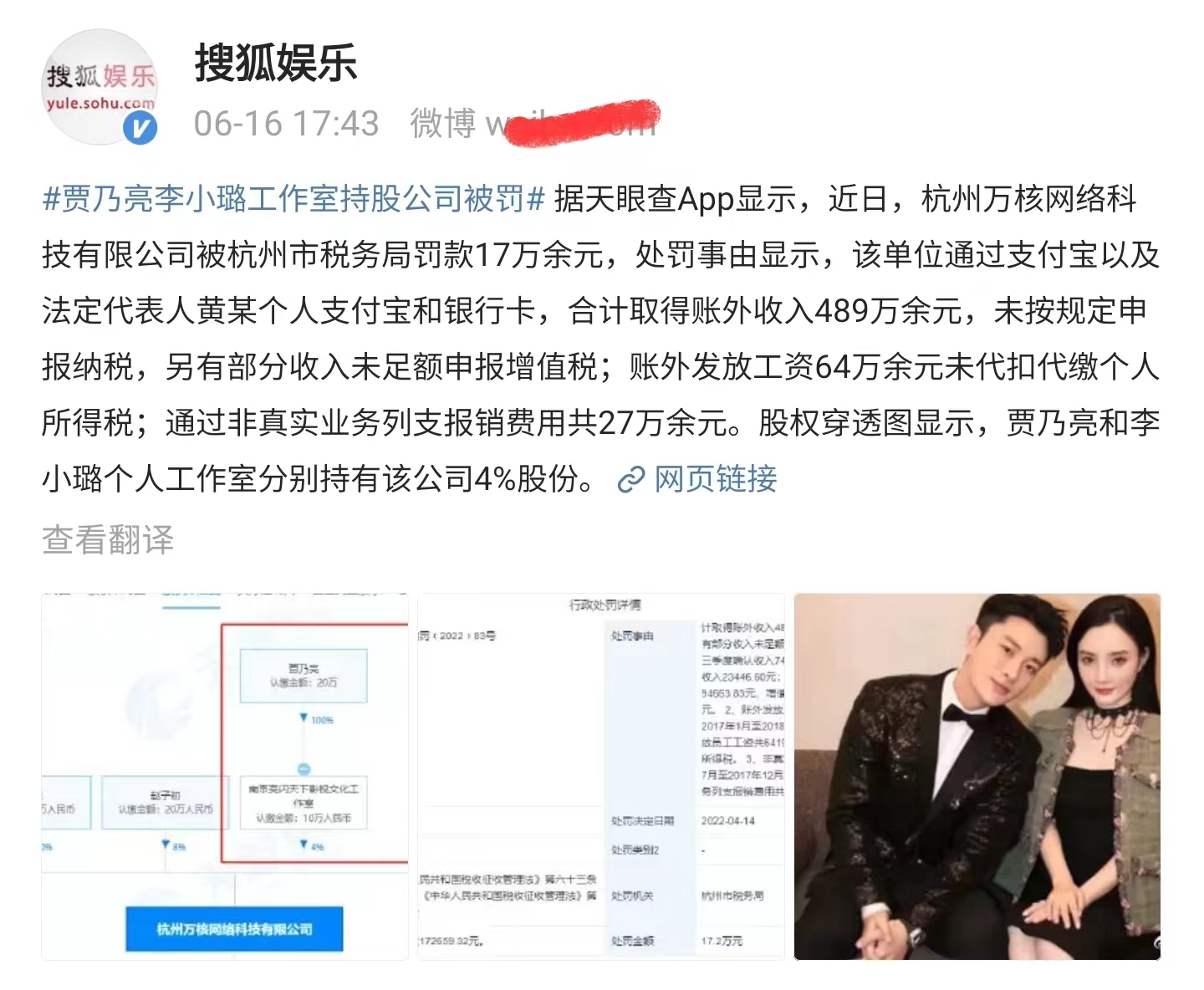 贾乃亮合伙公司偷逃税被罚，工作室火速回应，否认参与实际运营休闲区蓝鸢梦想 - Www.slyday.coM