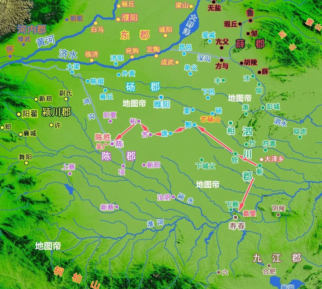 秦末大泽乡起兵陈胜进军路线是怎样的