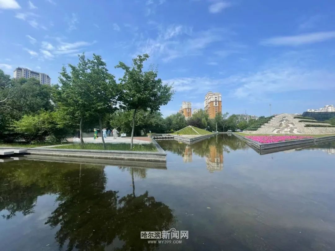 近一段时间,哈尔滨市道里区群力各大公园人工湖湿地内,已经完成注水