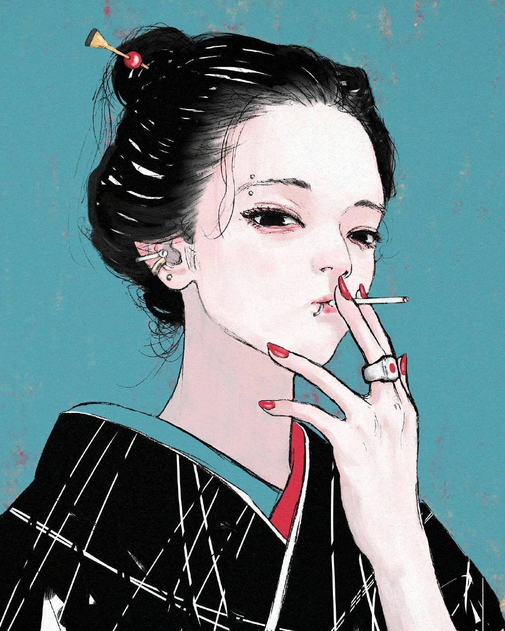 插画师 taku_touch不同风格的少女绘画,喜欢这个笔触!