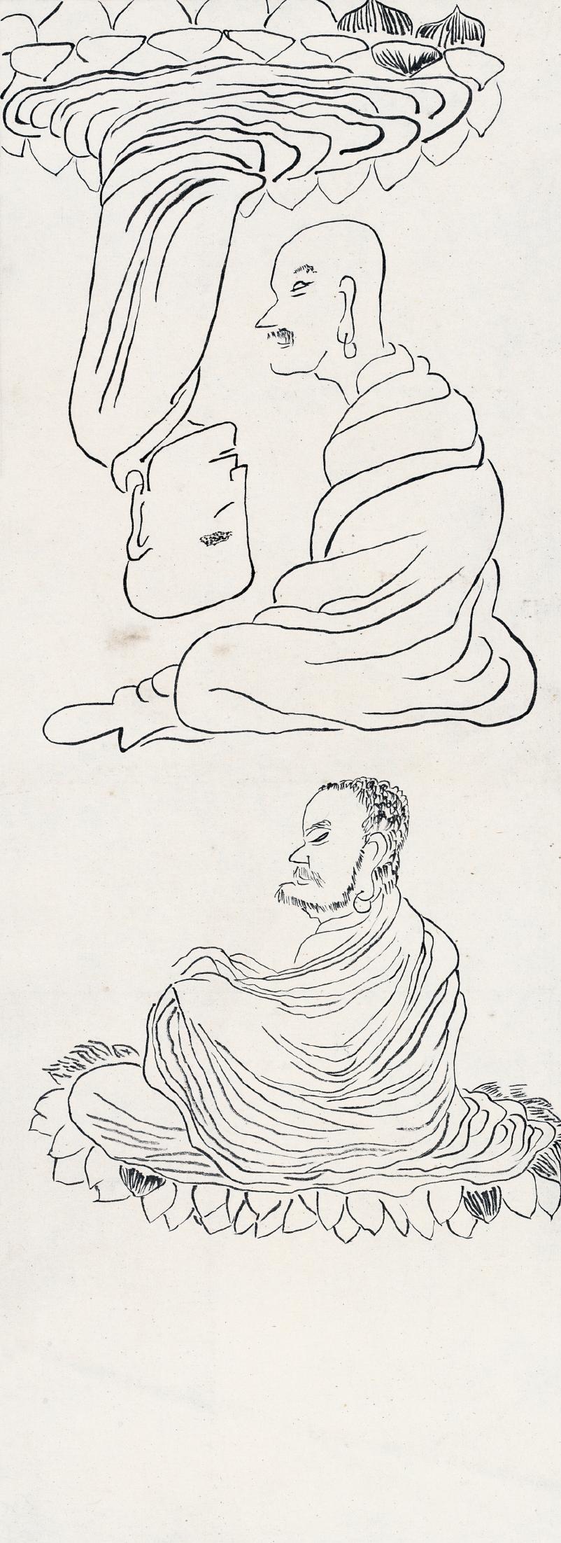 齐白石 佛像稿 纵 53 厘米 横 19 厘米 无年款 北京画院藏