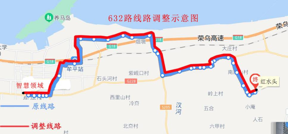 由北海新城发车,沿原线路行至牟平整骨医院,继续沿北关大街行至智慧