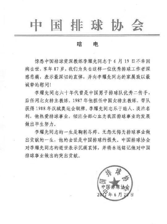 前中国女排主帅去世！球迷难以接受，女排辉煌一笔离不开他的功劳休闲区蓝鸢梦想 - Www.slyday.coM