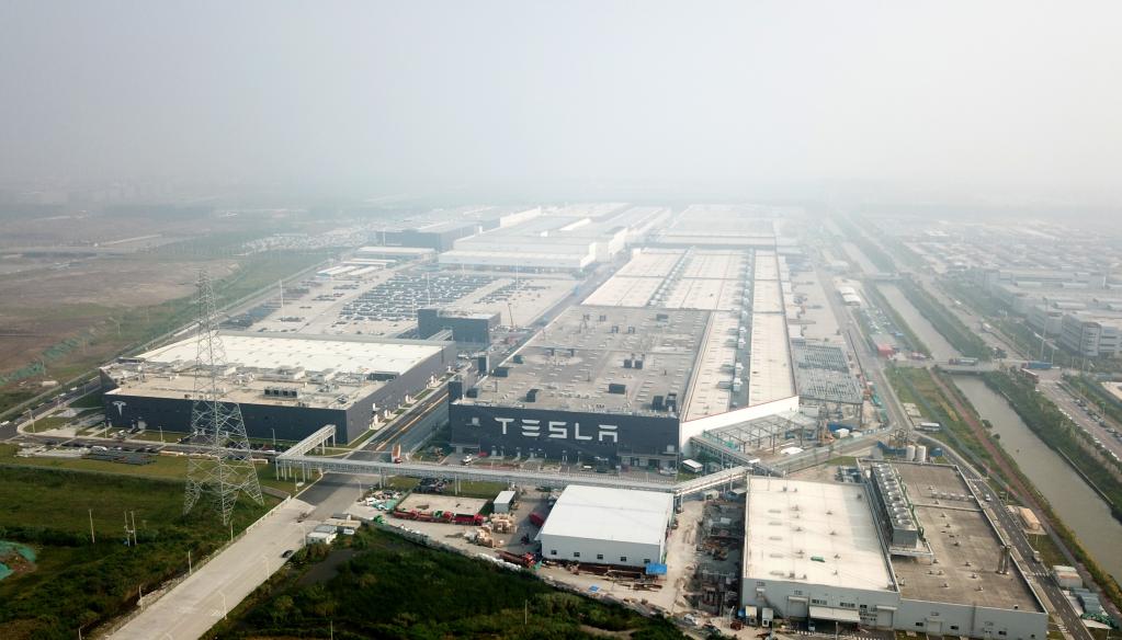 　　6月14日拍摄的特斯拉工厂照片（无人机照片）。 新华社记者金立旺 摄