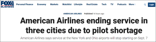 福克斯商業頻道報道截圖