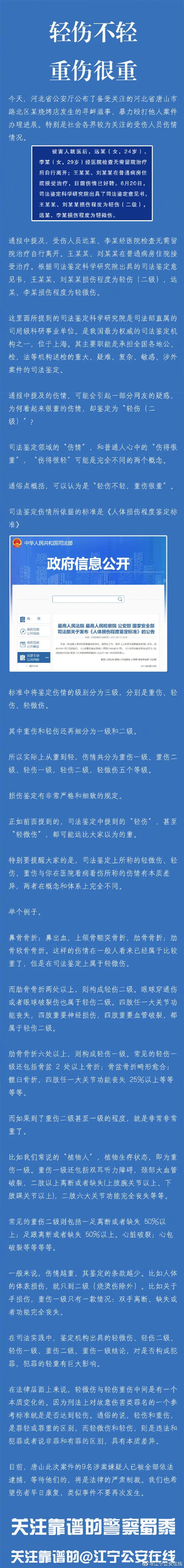 唐山被打女孩浑身是伤，为何只是“轻伤二级”？警方最新解读→休闲区蓝鸢梦想 - Www.slyday.coM