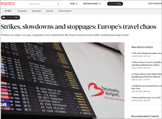 「政客新聞網」歐洲版報道截圖