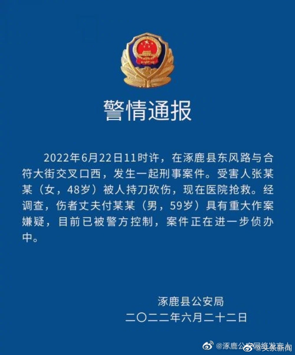 警方通报河北涿鹿街头持刀抢劫伤人：一女子被人砍伤，正在医院抢救休闲区蓝鸢梦想 - Www.slyday.coM