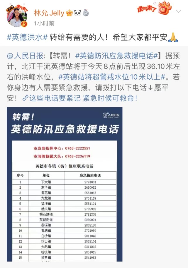 广州英德遭遇特大洪水灾害,众星转发救援电话,为当地群众祈福休闲区蓝鸢梦想 - Www.slyday.coM 广州英德遭遇特大洪水灾害,众星转发救援电话,为当地群众祈福休闲区蓝鸢梦想 - Www.slyday.coM