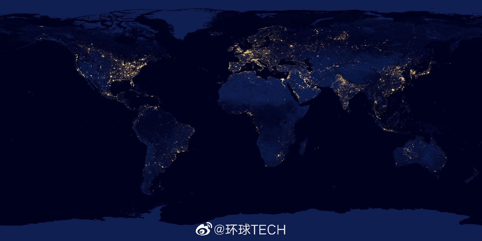 nasa地球夜景卫星图仿若黑色大理石