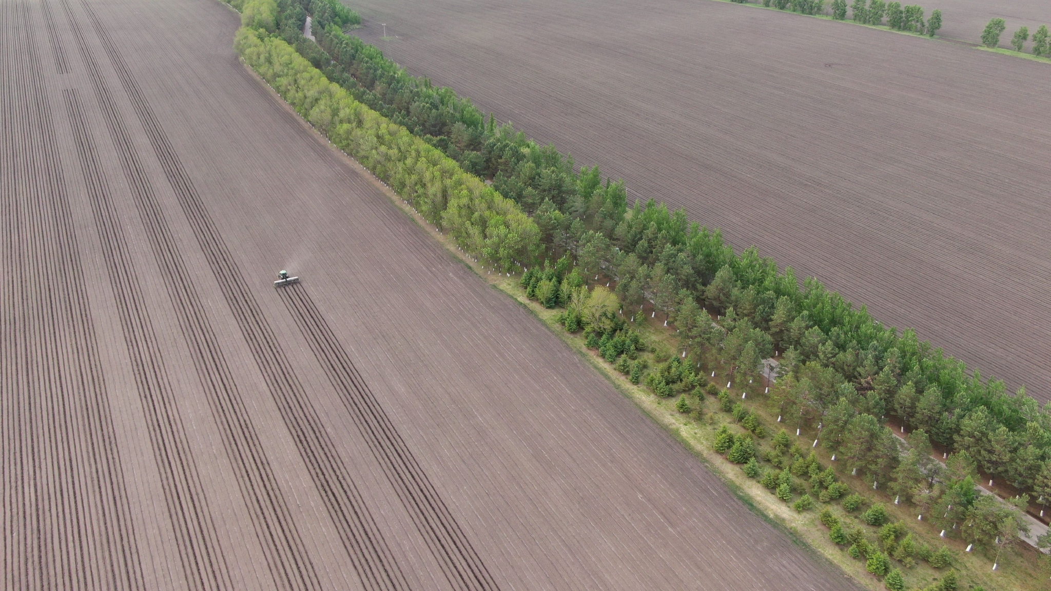 黑龙江黑河,农机正在广袤的黑土地上作业,耕作轨迹像一道道五线谱.