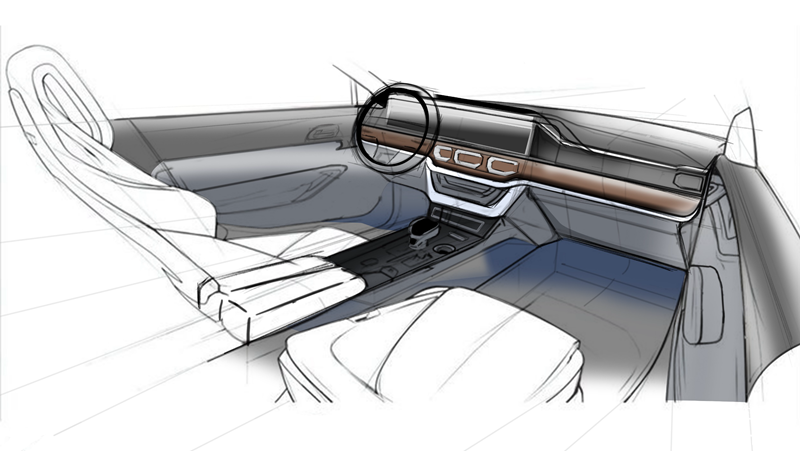 福田新皮卡双联屏内饰草图曝光,或将于下半年亮相-新浪汽车
