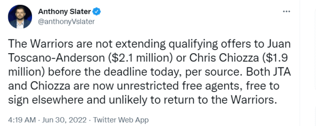 勇士官宣19人夏联名单！44号秀遭遇右脚骨折，两大龙套预计离队休闲区蓝鸢梦想 - Www.slyday.coM