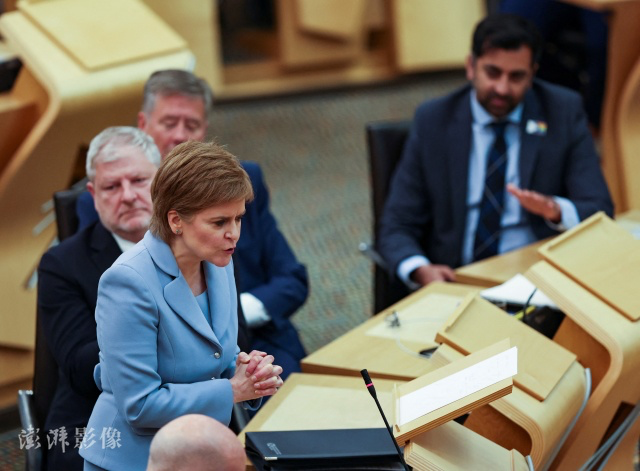 当地时间2022年6月28日，英国苏格兰政府首席大臣斯特金在苏格兰议会阐述了第二次独立公投计划。图/澎湃影像