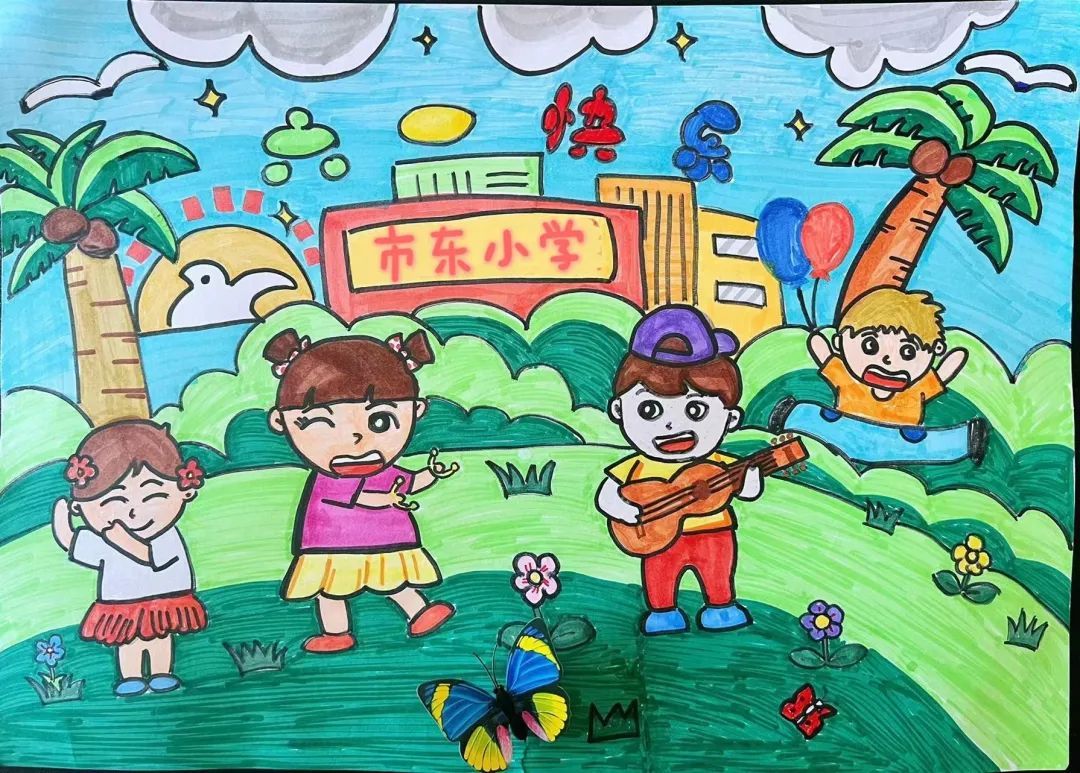 于是,市东幼儿园便组织孩子们用绘画的形式绘出自己心中的小学.
