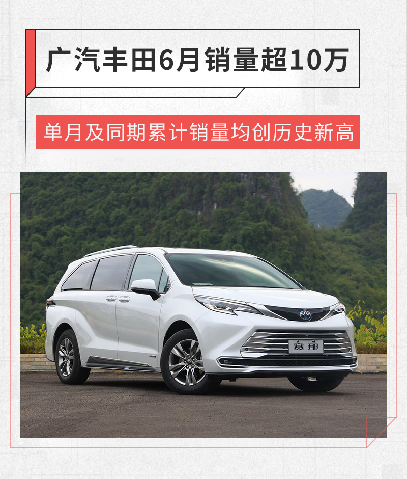 广汽丰田上半年销量超50万辆 6月同比大增37.8%