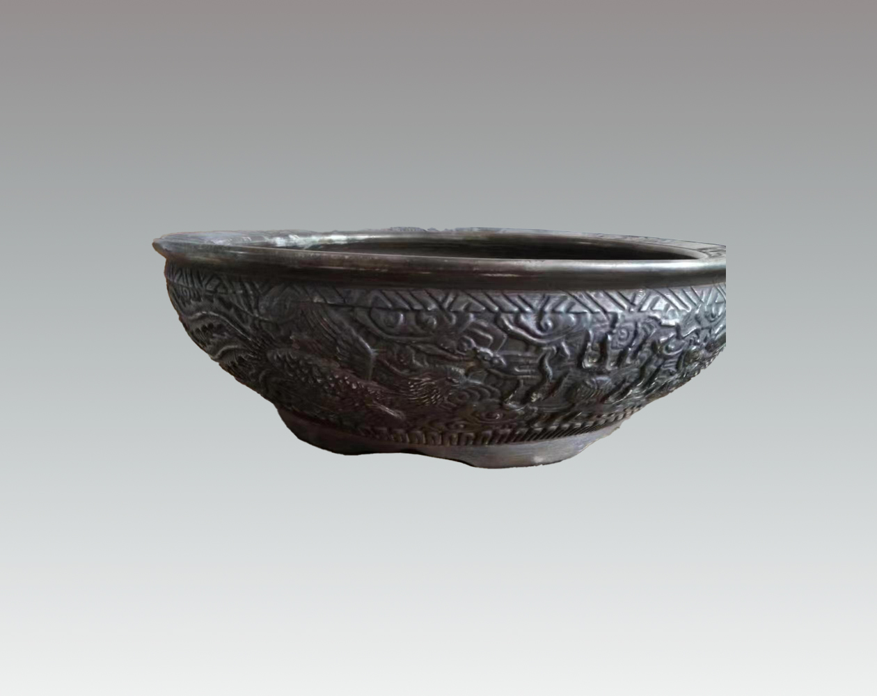 清光绪瓷鎏银聚宝盆