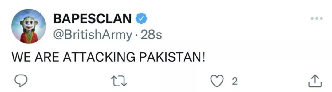 帖文现“我们正在攻击巴基斯坦”字样