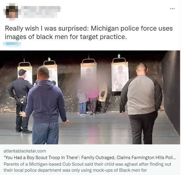 美国一警察局用非裔照片当枪靶练习引争议 警方致歉
