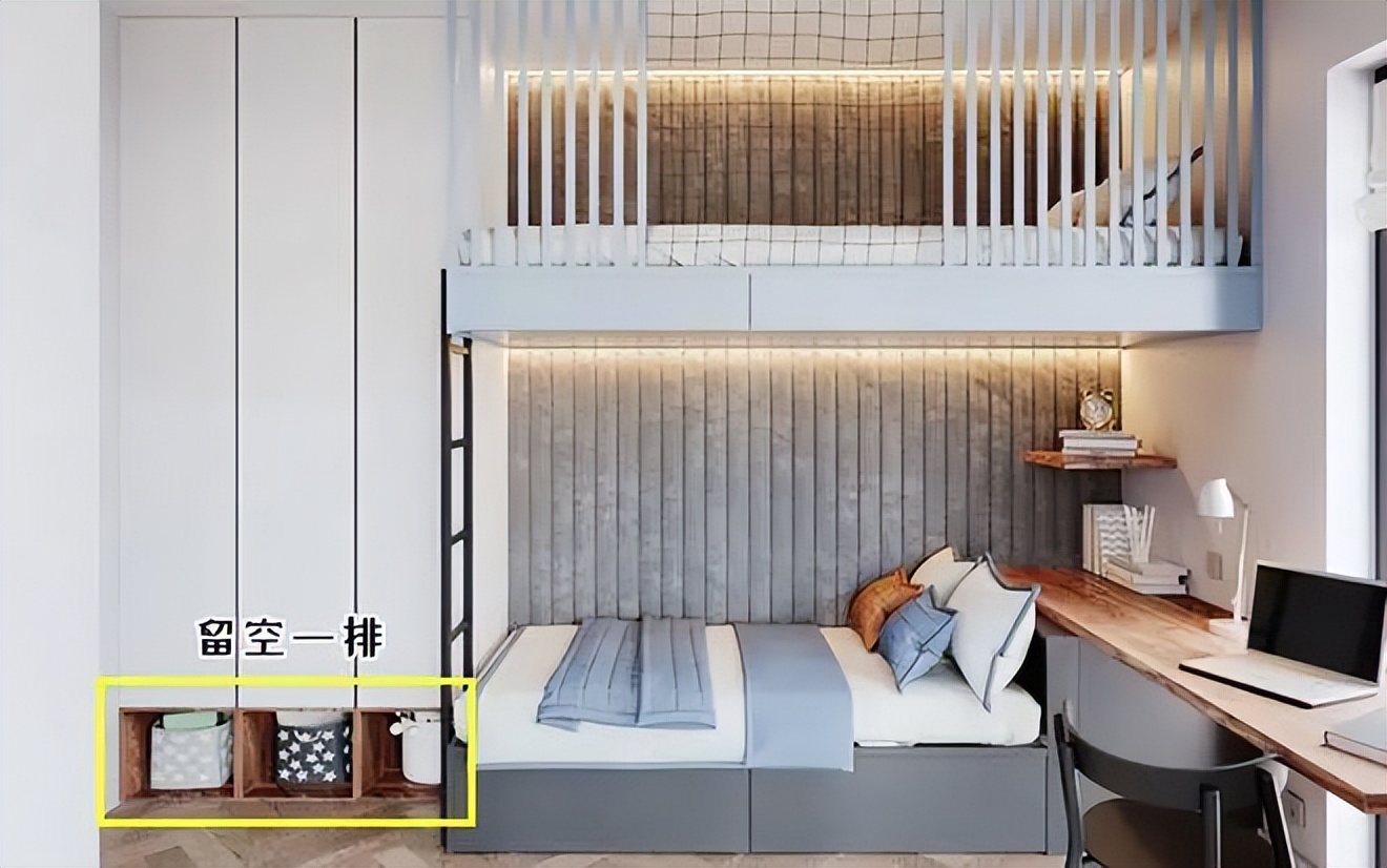 2个孩子一间房，上下铺拼接衣柜，共享设计不多占1㎡，太有想法了休闲区蓝鸢梦想 - Www.slyday.coM