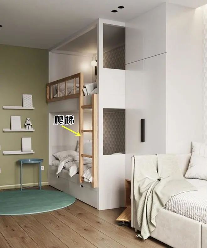 2个孩子一间房，上下铺拼接衣柜，共享设计不多占1㎡，太有想法了休闲区蓝鸢梦想 - Www.slyday.coM