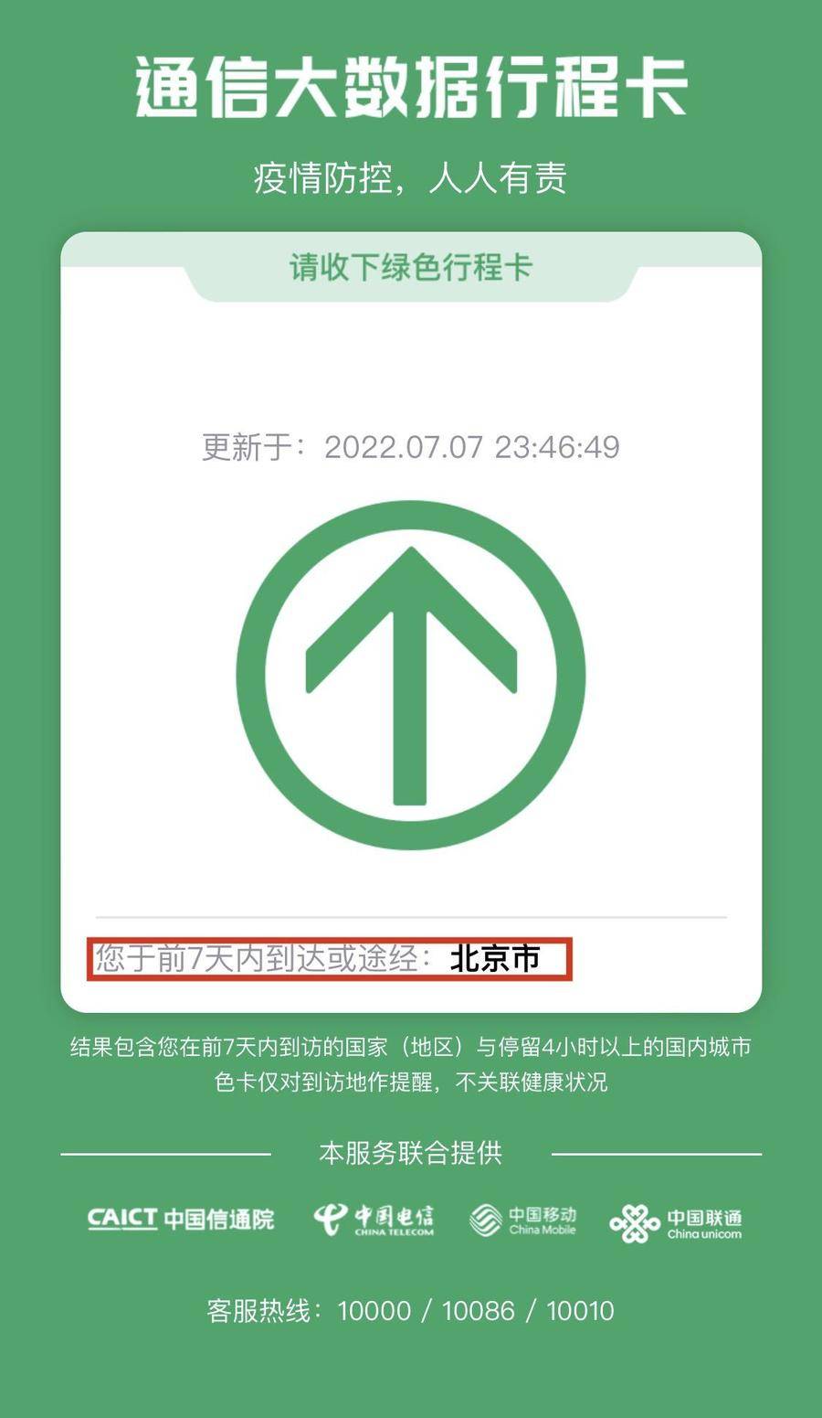 短信,网页,微信小程序,支付宝小程序,"通信行程卡"app等查询渠道同步