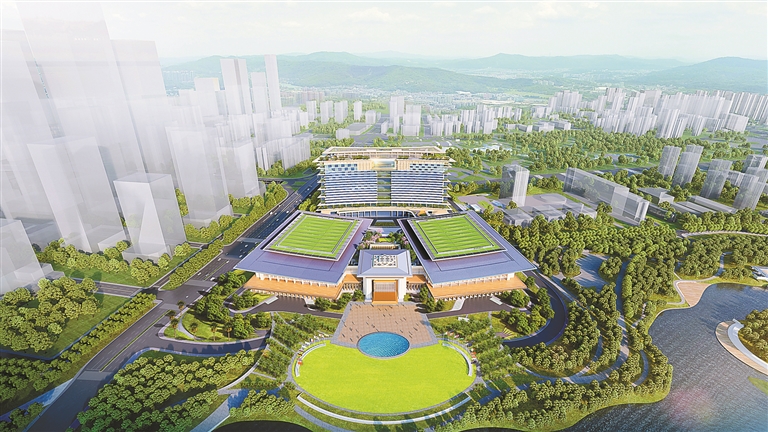 深圳国际交流中心鸟瞰效果图.