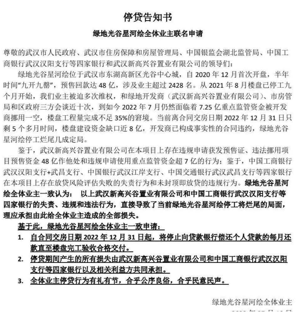 一大批楼盘业主强制停贷告知书来了 预售 购房者 新浪新闻