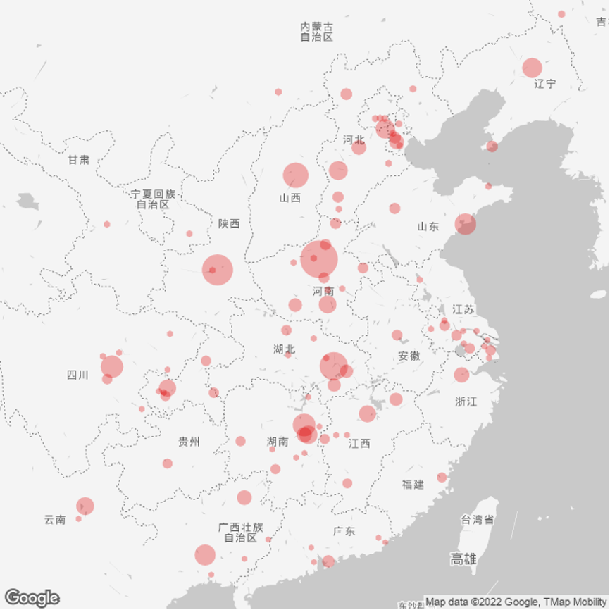 根據(jù)公開信息匯總的停工停貸分布圖 來源:GitHub