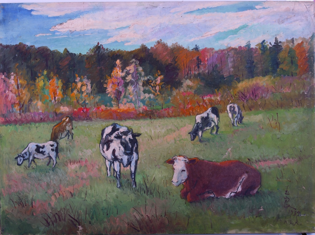 潘玉良,《牧场》,油画