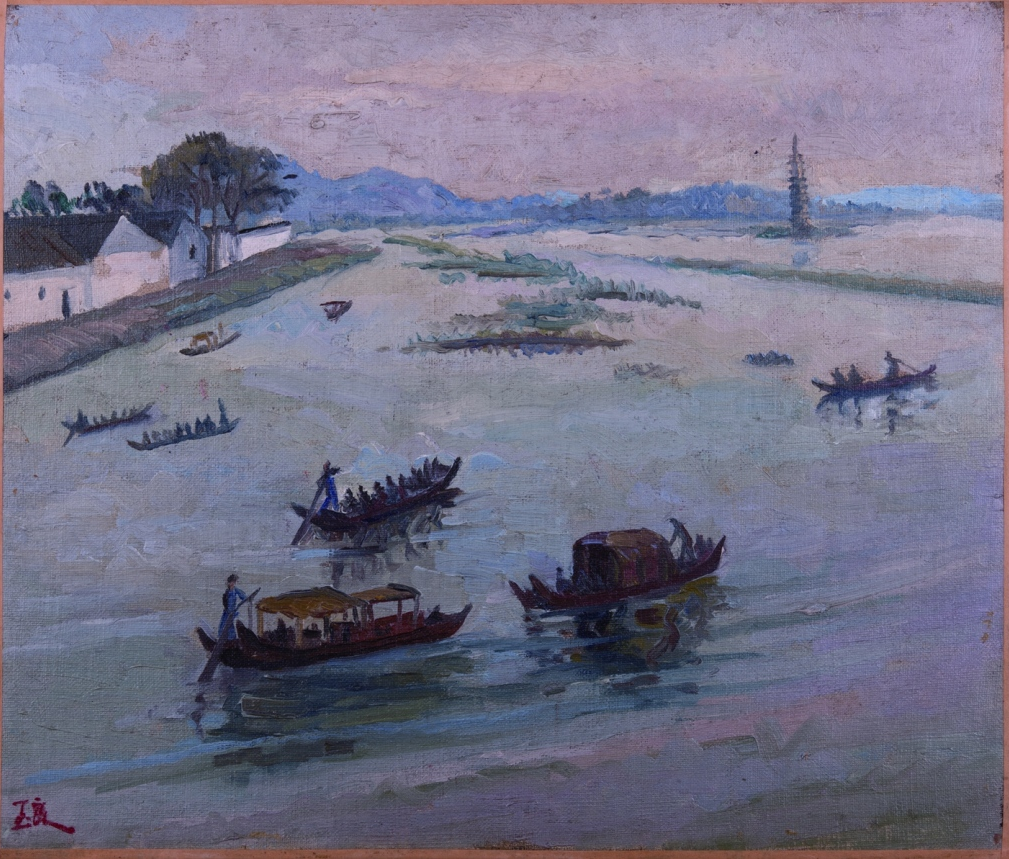 潘玉良,《湖州碧浪湖》,油画