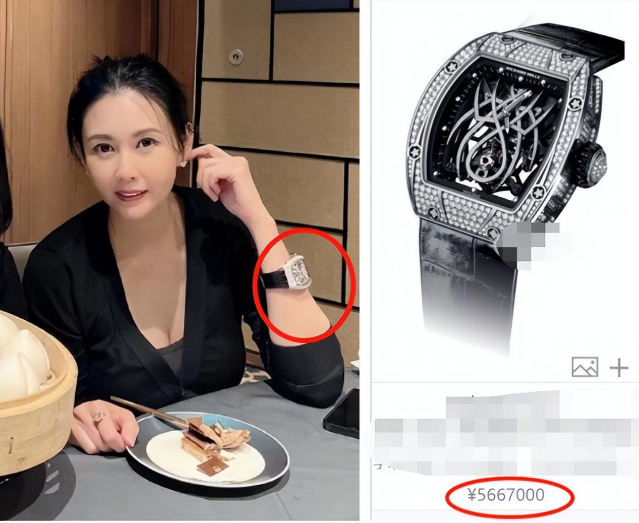 54岁邱淑贞近照曝光戴百万名表参加聚会穿低胸装大秀事业线