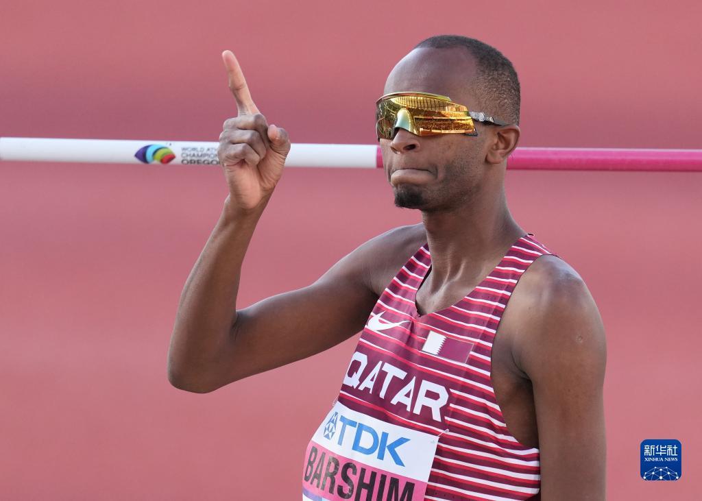 田径世锦赛:男子跳高决赛卡塔尔选手巴希姆夺冠|田径世锦赛|卡塔尔