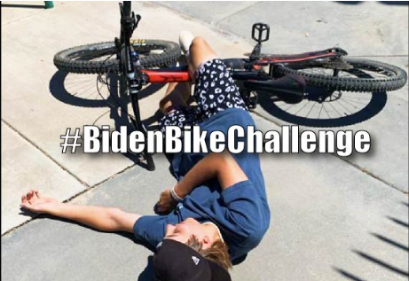 美网民加入“挑战”：模仿拜登骑自行车倒地的场景