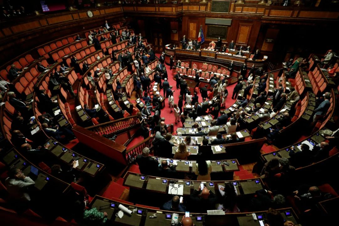 当地时间2022年7月20日，意大利罗马，意大利参议院正在进行信任投票。图/IC photo