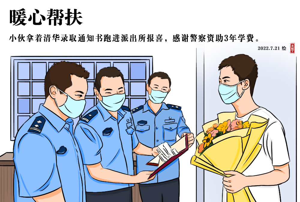 【挑战365天正能量速写画】第233期：男生被清华录取拿着通知书跑进派出所休闲区蓝鸢梦想 - Www.slyday.coM