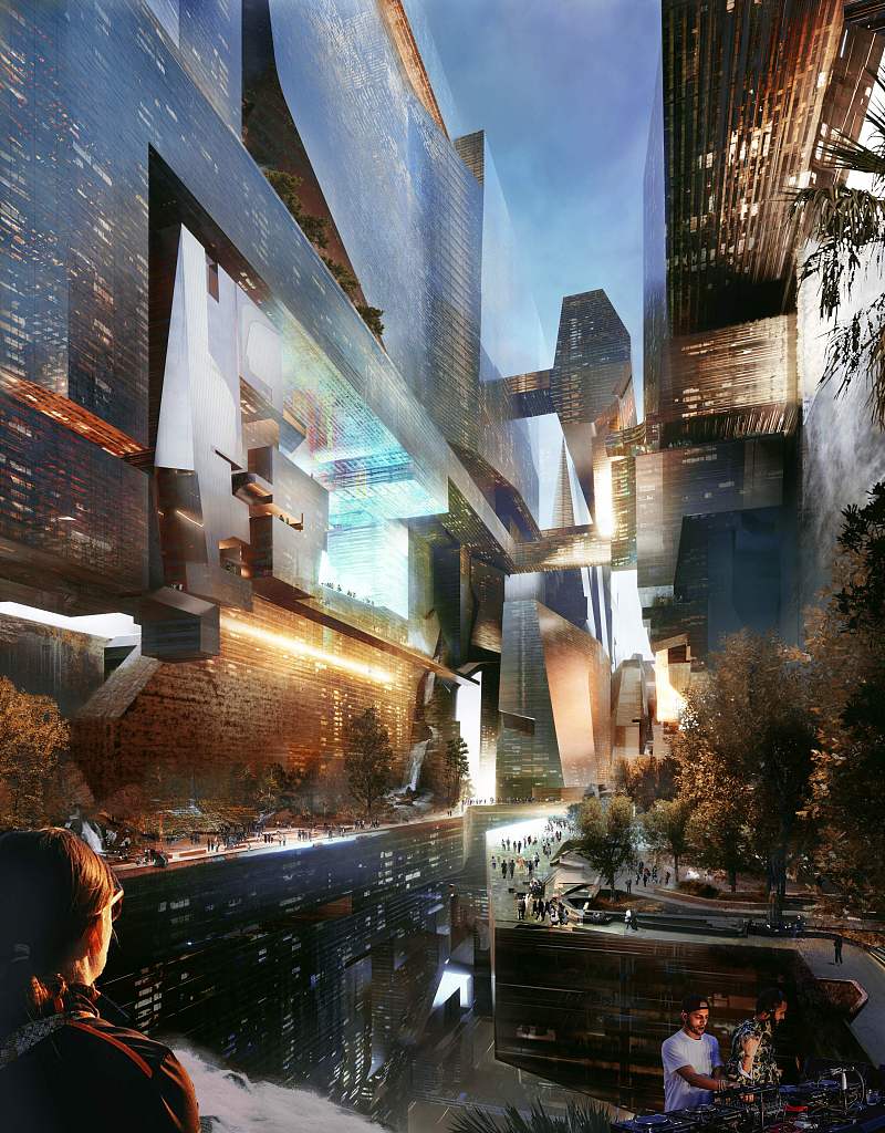 “THE LINE”城市中，人们的社区生活。