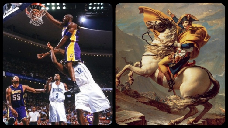 篮图篮趣nba碰撞世界名画下詹姆斯摊手jr