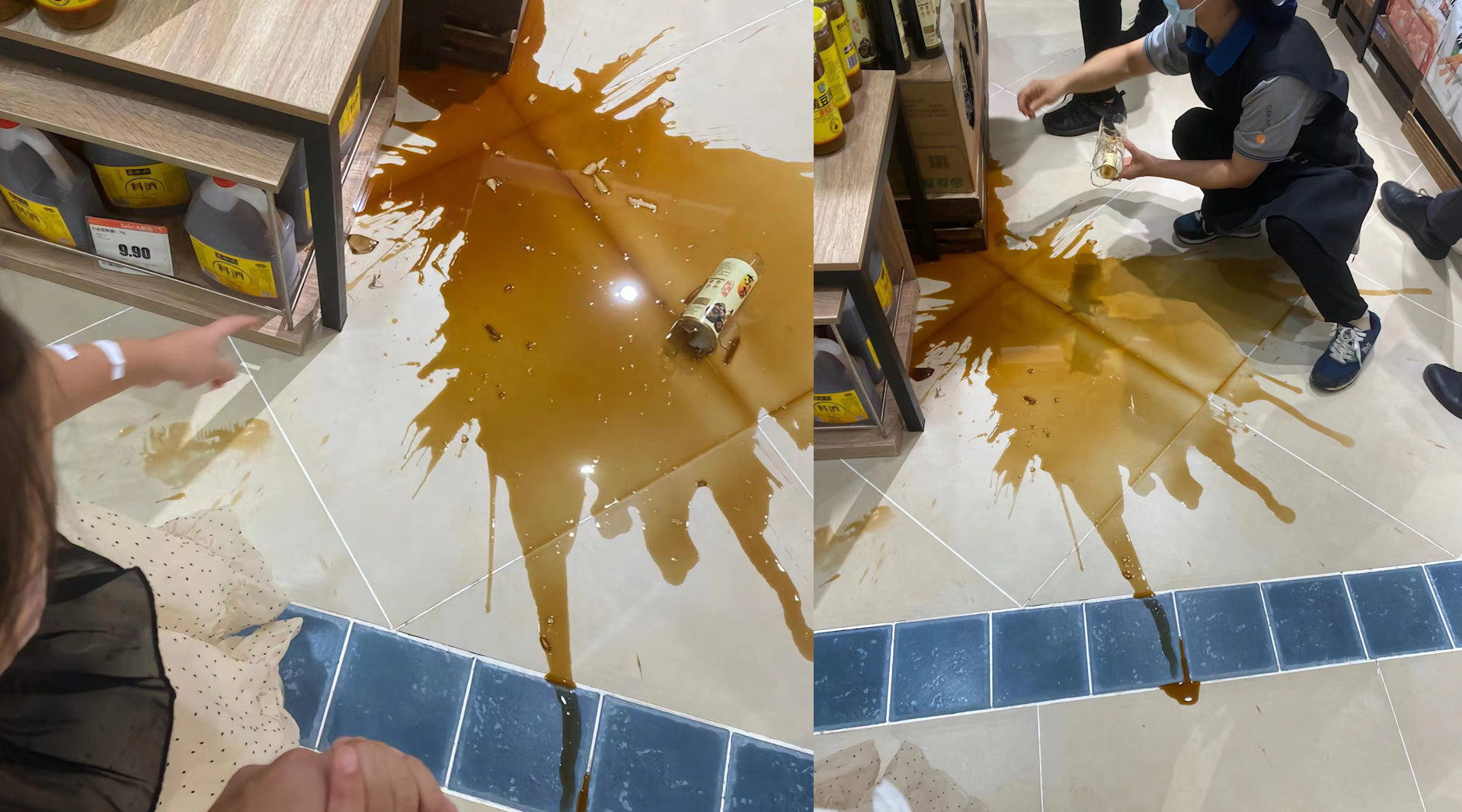 孩子调皮超市内打翻1瓶醋,妈妈坚持买单赔偿,工作人员举动太暖