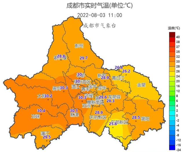 成都天气11时气温普遍在2830之间