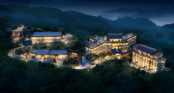 图为重庆五指山工人疗养院夜景