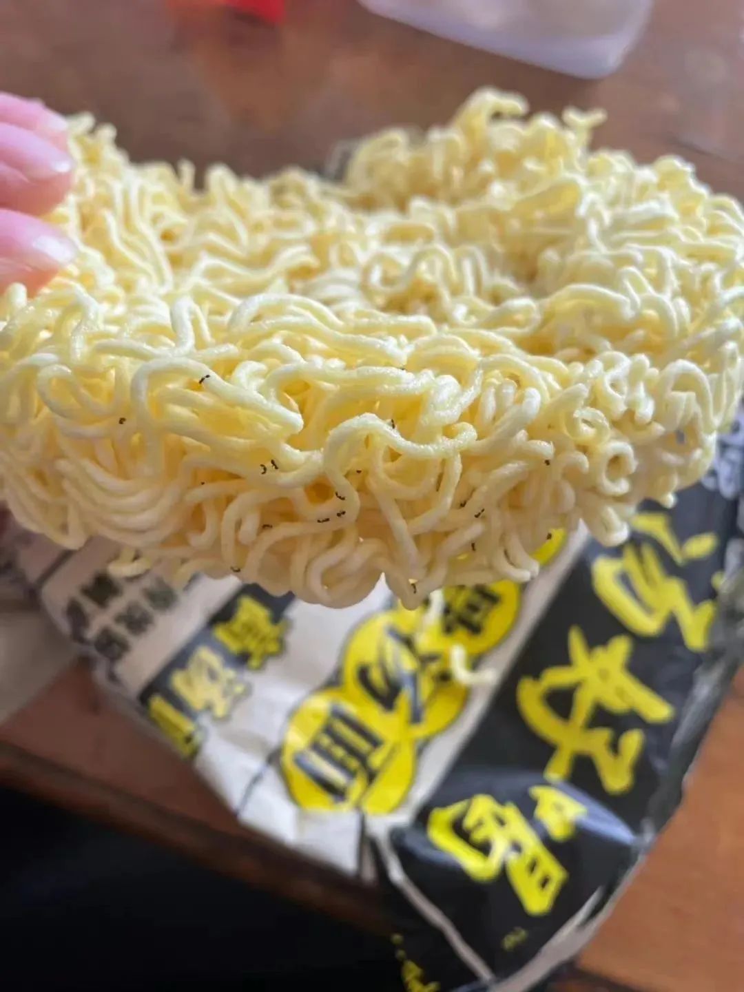 网红方便面翻车了面饼上密密麻麻全是活蚂蚁客服车间不存在蚂蚁
