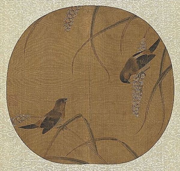 (传) 宋 无款稻田秋雀 本幅选自台北故宫博物院藏"宋人集绘"册