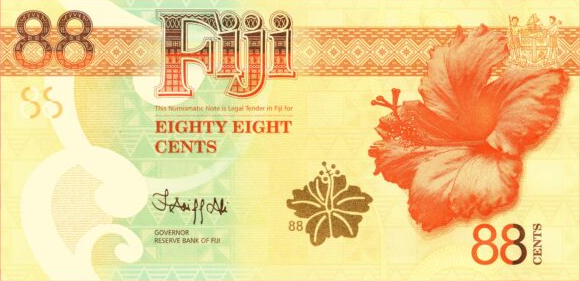 斐济88美分纪念钞。图自斐济储备银行