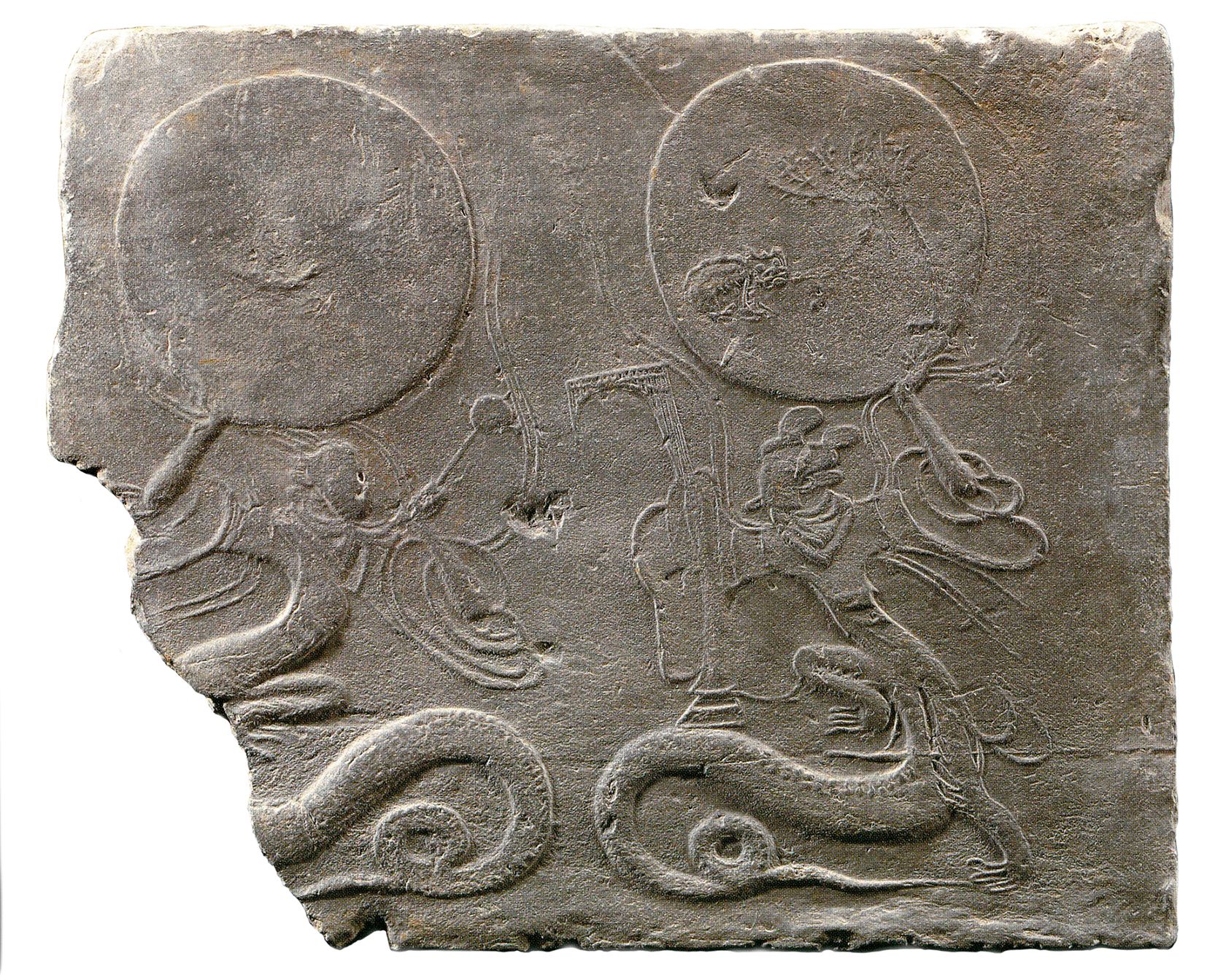 阴阳二神画像砖,东汉,纵39厘米,横47.